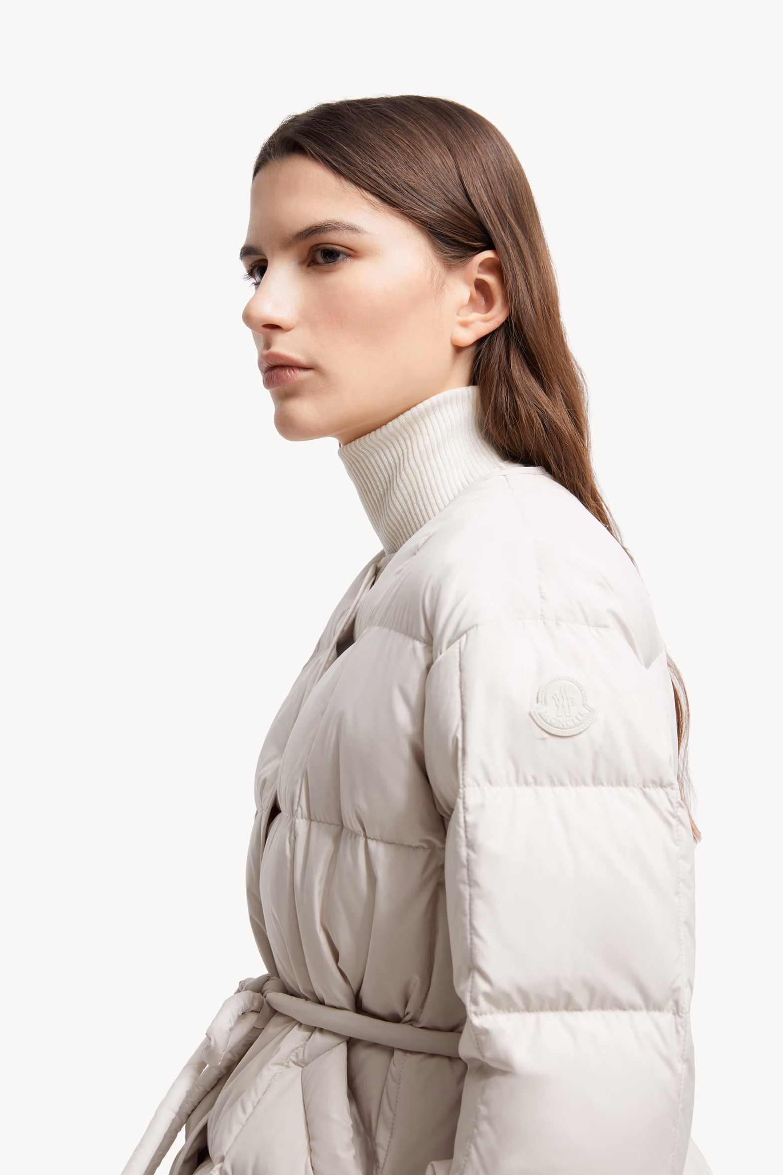 Caramagne Belted Short Down Jacket Women White Moncler 4